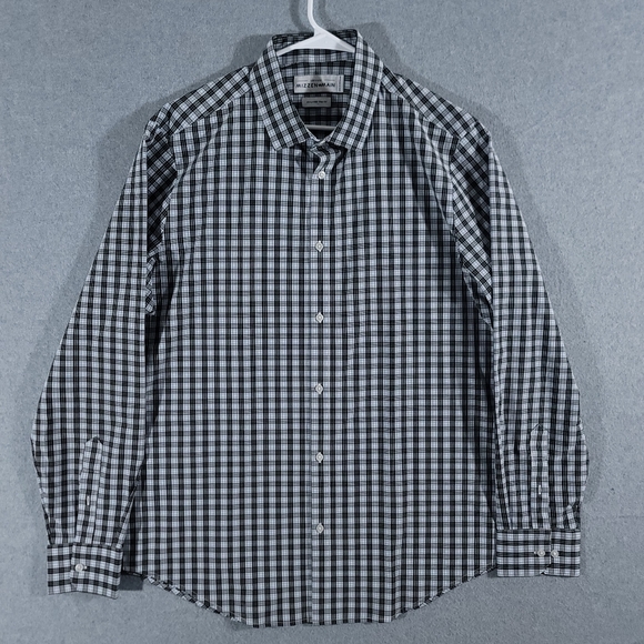 Mizzen + Main Leeward Button Up Trim Fit Men's XXL Shirt Blue Black Plaid 2XL - Picture 1 of 7